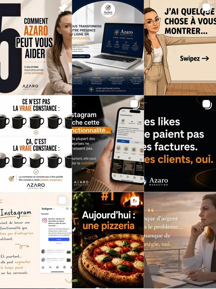 Publications Instagram et visuels créés avec l'intelligence artificielle par Azaro Marketing